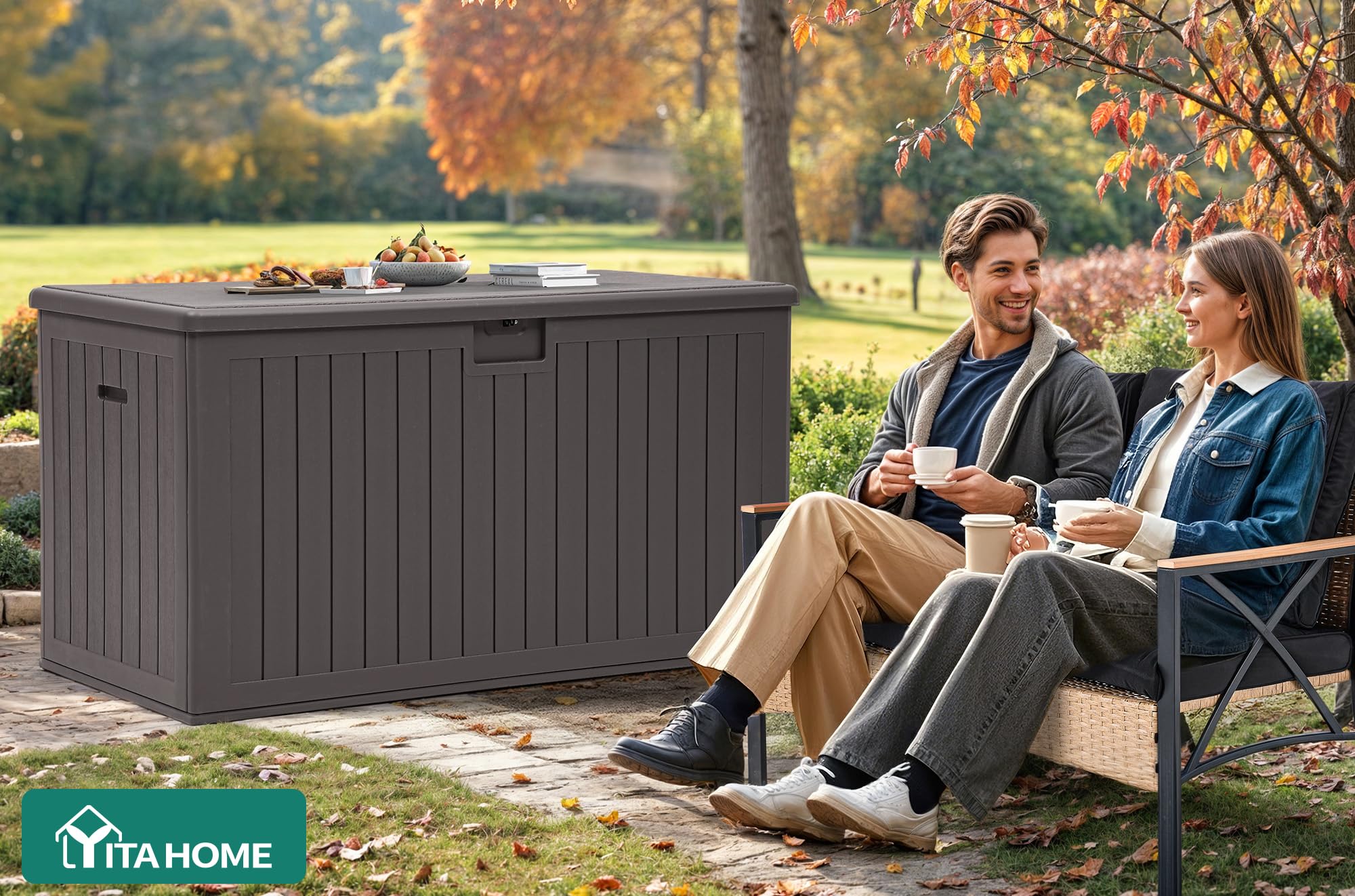 Amazon.com: YITAHOME 220 Gallon Double-Wall Deck Box with Divider